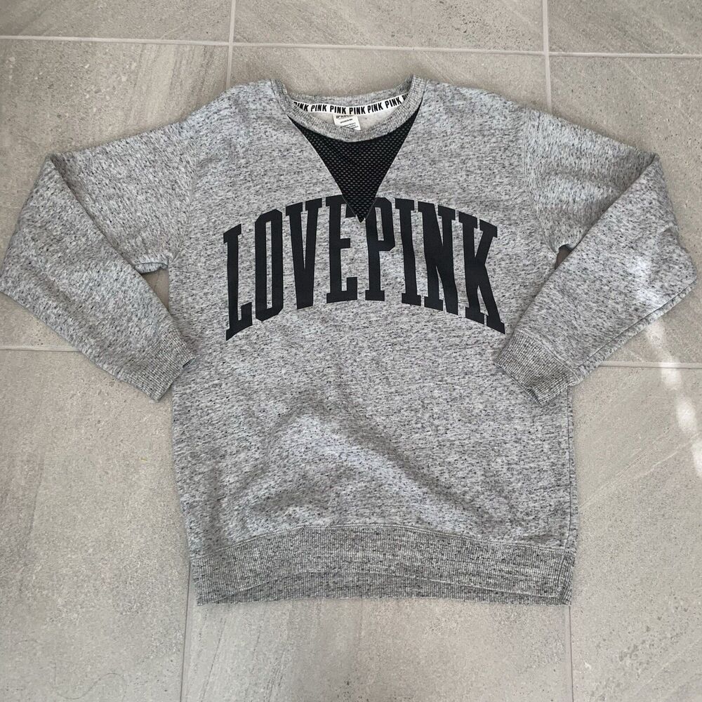 Victoria Secret Pink Gray Crew Neck Pullover Sweater Size S